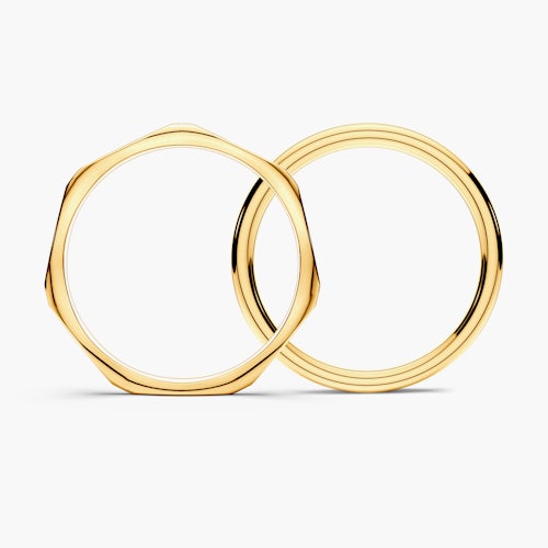 Obrączki partnerskie Sign of Love®: złote, płaska 1,9mm i okrągła 1,7mm